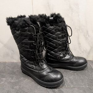 Polar Black Tall Lace-Up Lined Winter Boots Size 10